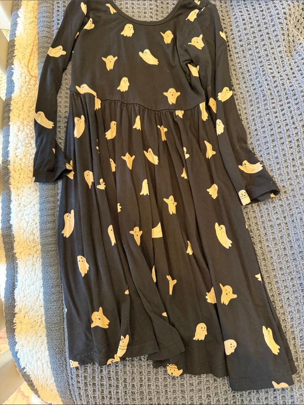 Kyte BABY Black Long Sleeve Dress with Cream Ghosts